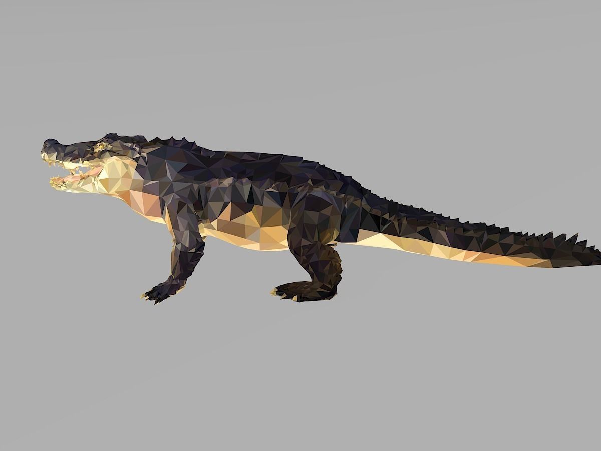 Crocodile Low Polygon Art Reptile Animal Low-poly 3D model_9