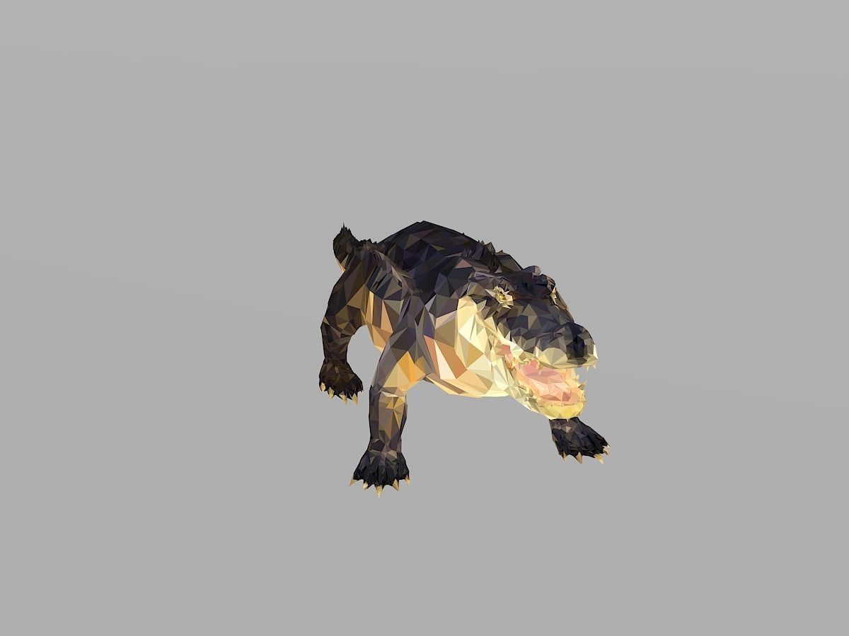 Crocodile Low Polygon Art Reptile Animal Low-poly 3D model_3