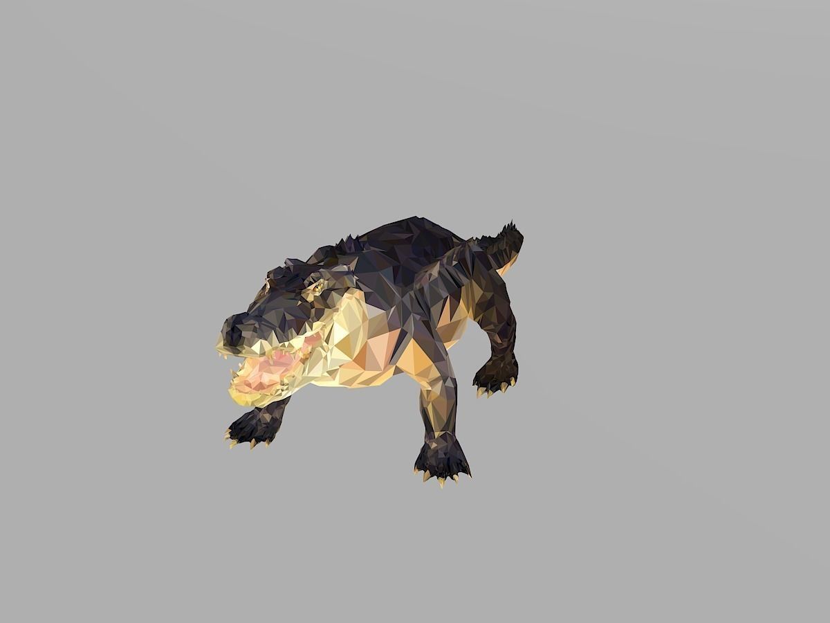 Crocodile Low Polygon Art Reptile Animal Low-poly 3D model_4