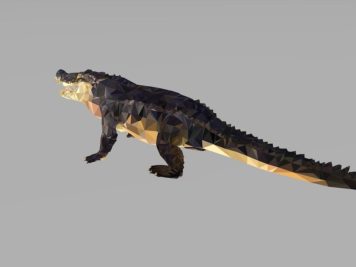 Crocodile Low Polygon Art Reptile Animal Low-poly 3D model_13