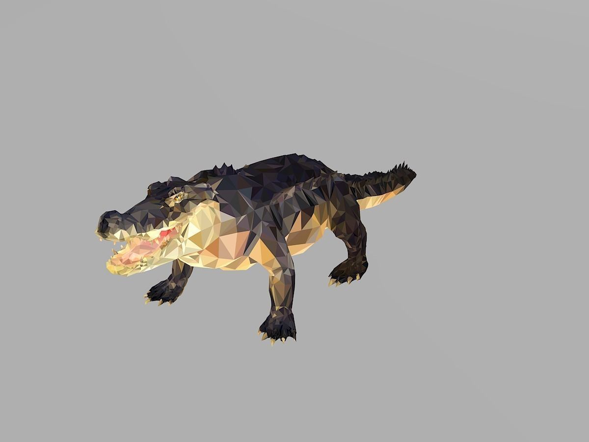 Crocodile Low Polygon Art Reptile Animal Low-poly 3D model_7