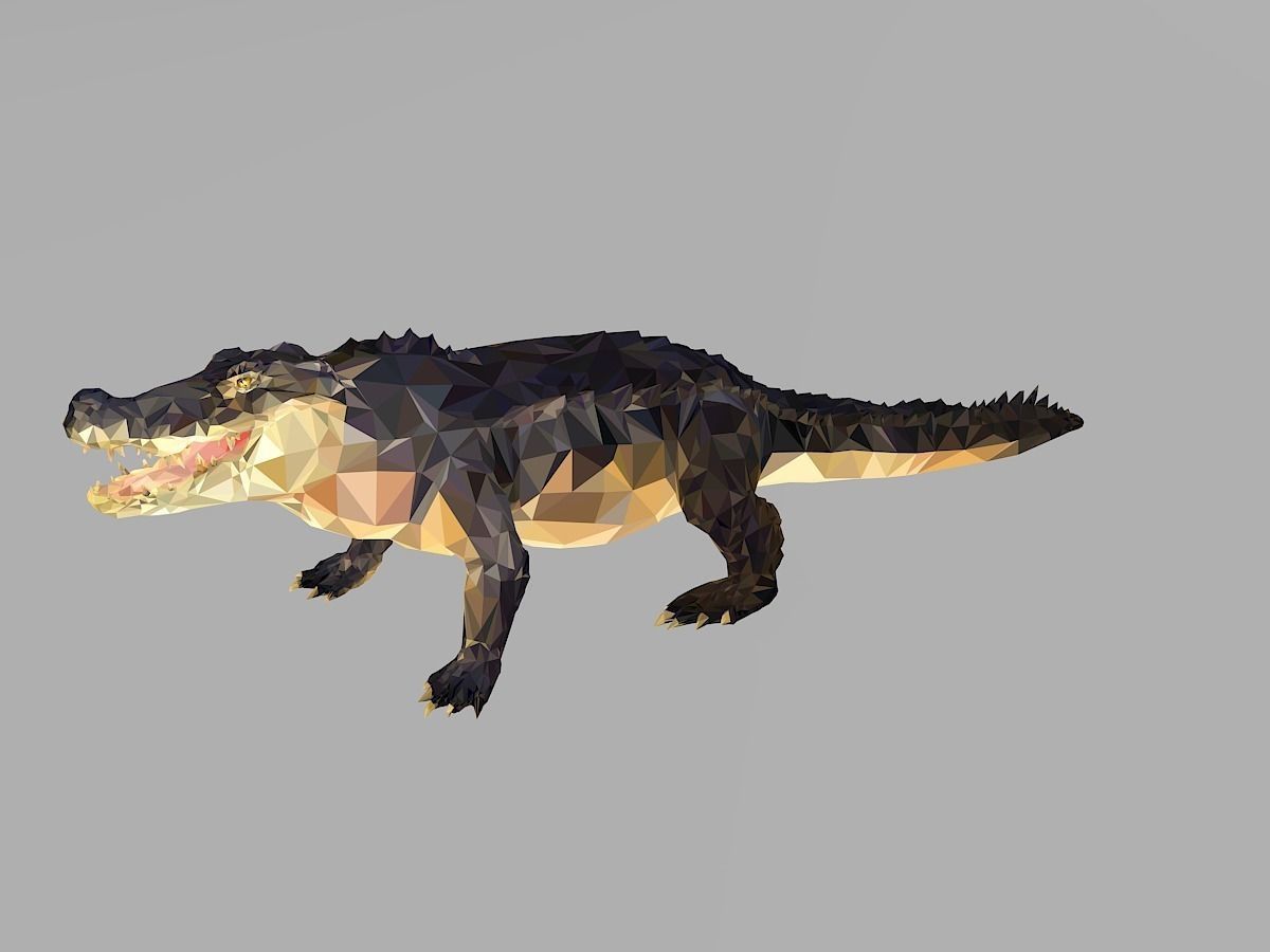 Crocodile Low Polygon Art Reptile Animal Low-poly 3D model_10