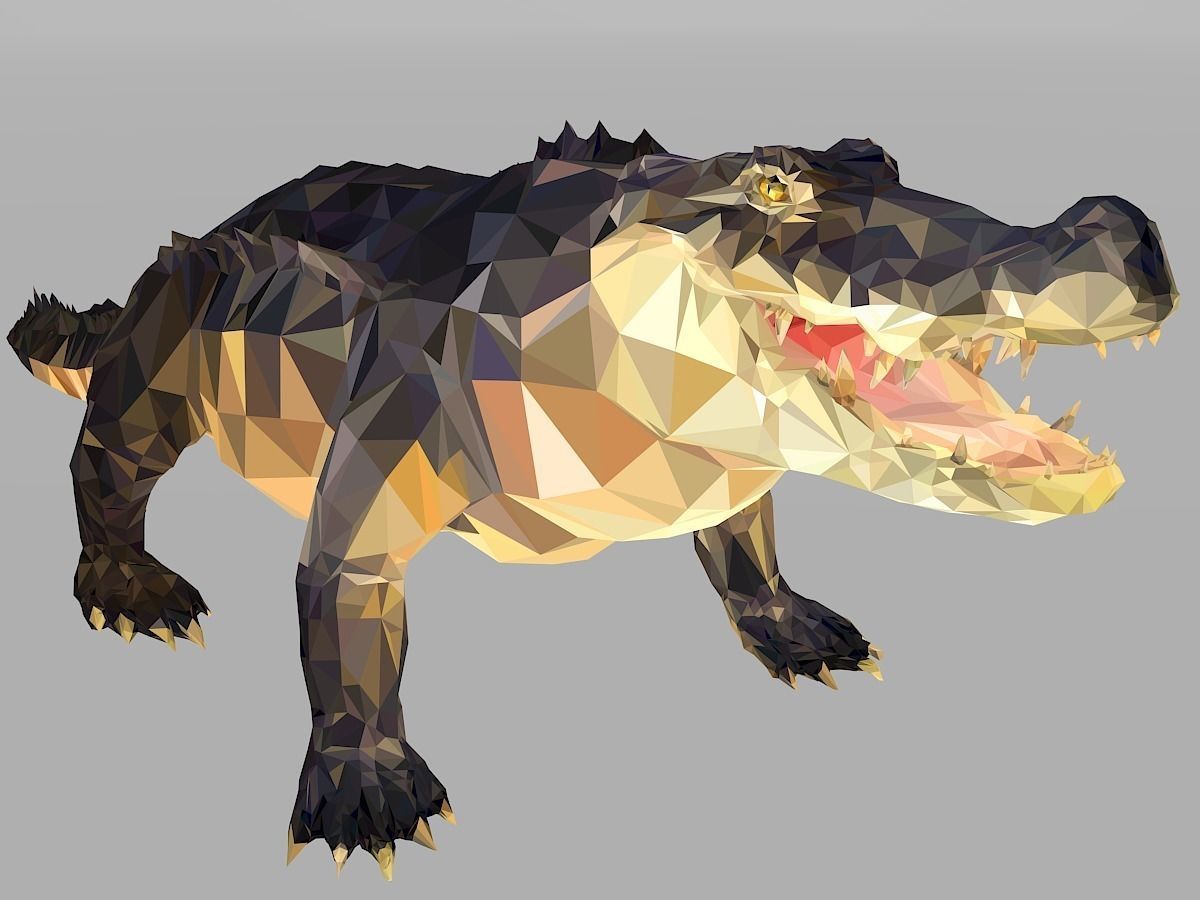 Crocodile Low Polygon Art Reptile Animal Low-poly 3D model_0