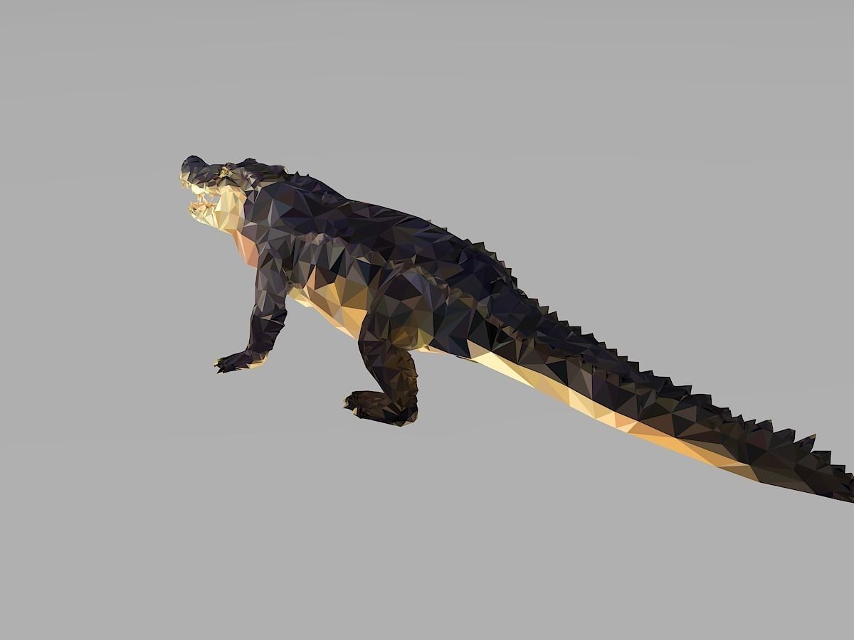 Crocodile Low Polygon Art Reptile Animal Low-poly 3D model_18
