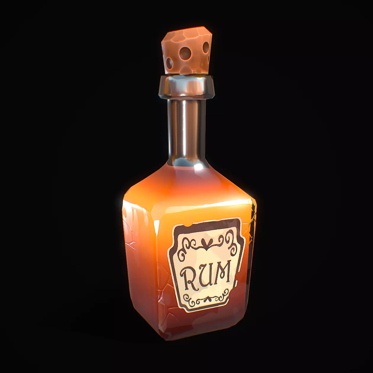Stylized Bottle of Booze Low-poly 3D model