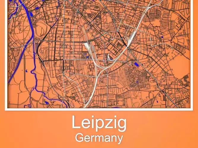 Leipzig Germany Streets and roads 3D model 5