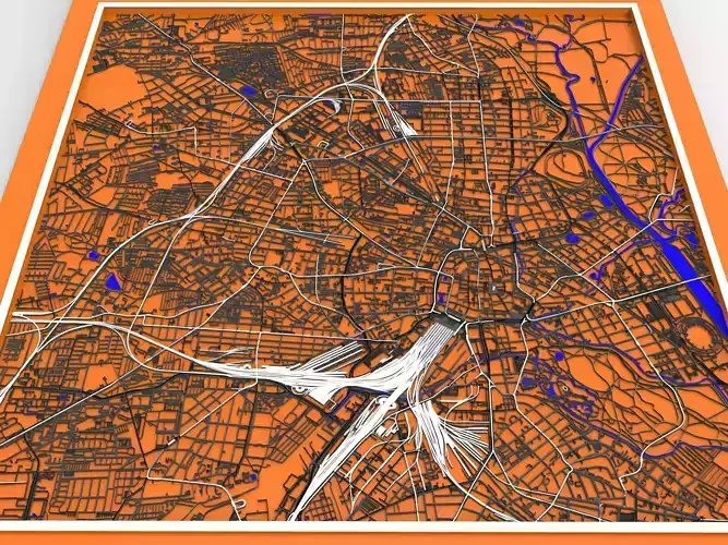 Leipzig Germany Streets and roads 3D model 7