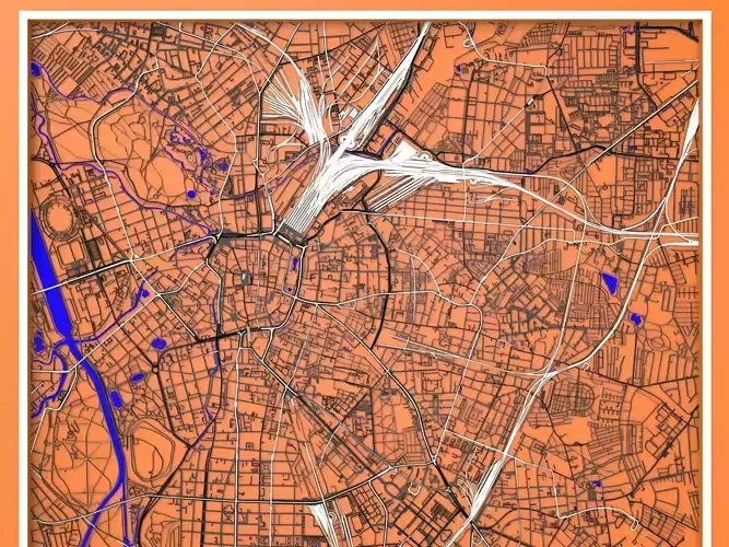 Leipzig Germany Streets and roads 3D model 6