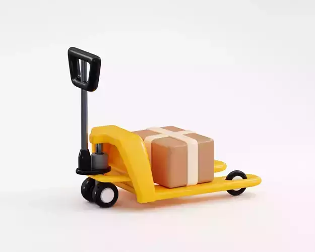 Hydraulic trolley with cardboard box