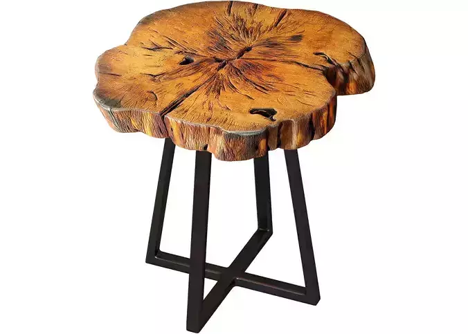 Wooden coffee side table made of Slab wood in Rustic Eco Loft 