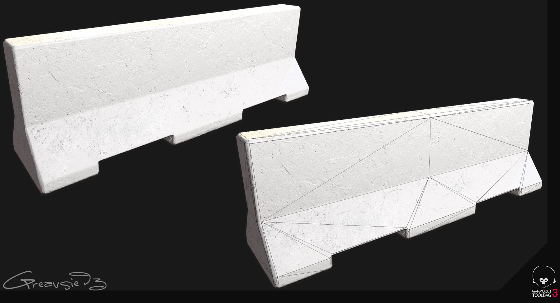 Low Poly PBR Concrete Barrier Low-poly 3D model_11