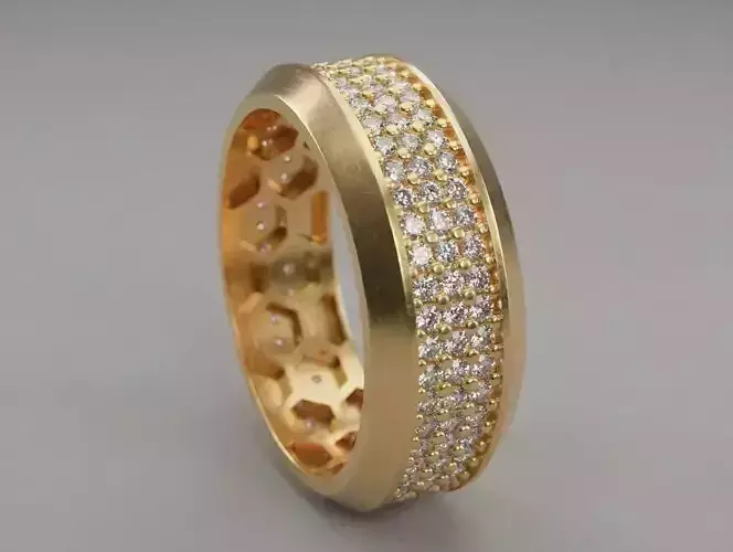  Faceted Ring 4 Sizes STL for Jewelry Casting