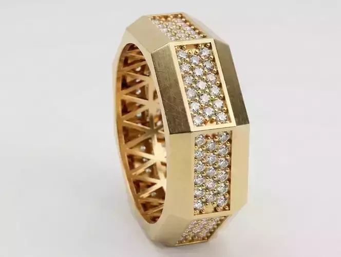 Faceted Ring 4 Sizes STL for Jewelry Casting 