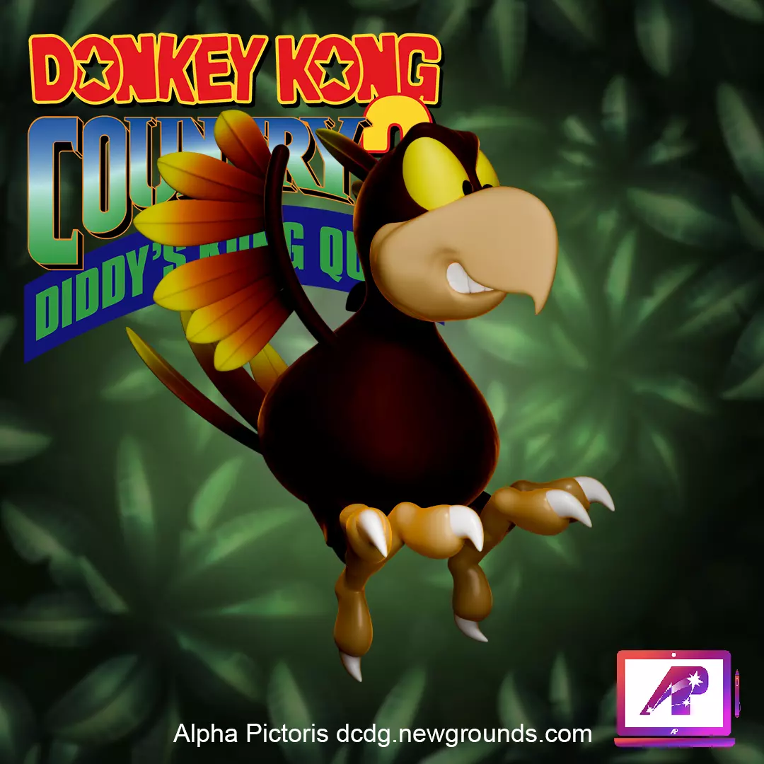 Donkey Kong Country 2 Screech colored 3D print model