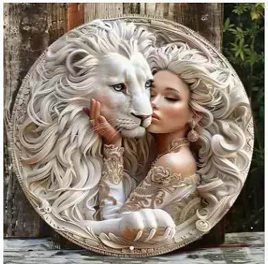 Majestic Bond - Lion and Woman Art Relief 3D Model