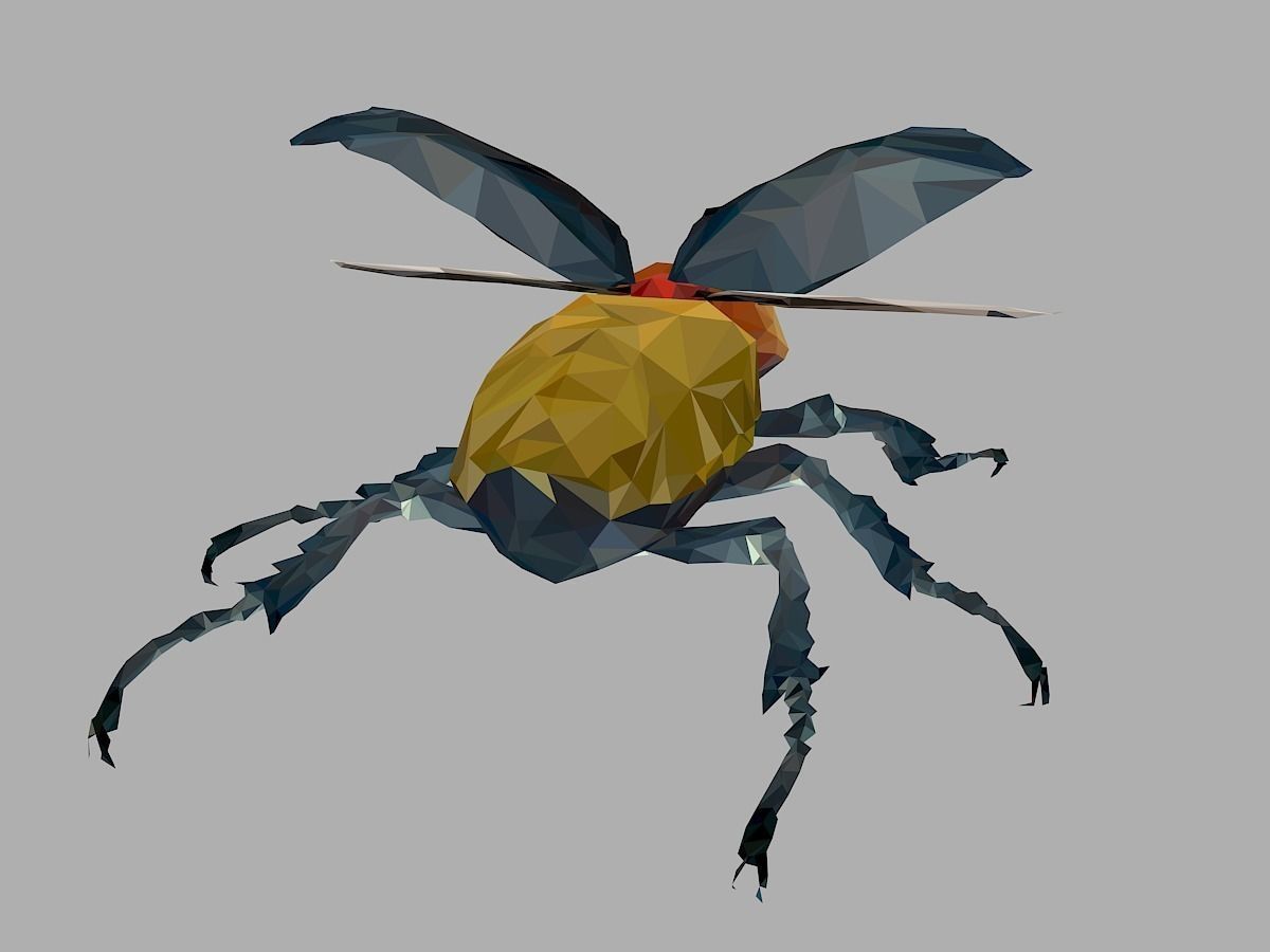 Rhinoceros Beetle Low Polygon Art Insect Low-poly 3D model_20