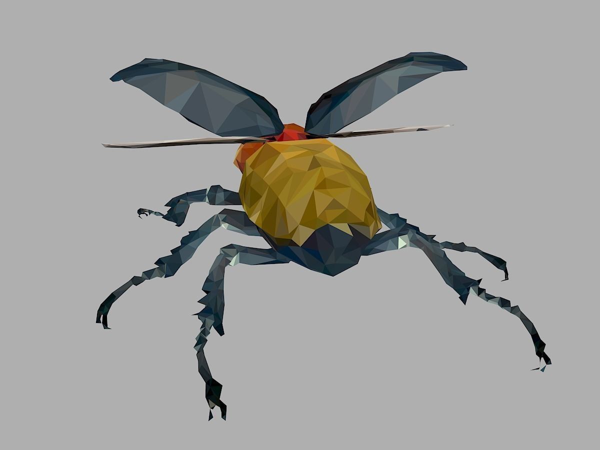 Rhinoceros Beetle Low Polygon Art Insect Low-poly 3D model_19