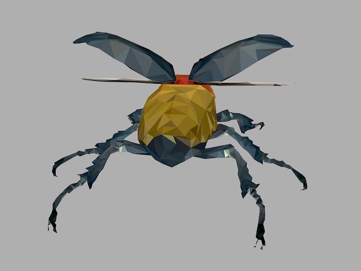 Rhinoceros Beetle Low Polygon Art Insect Low-poly 3D model_18