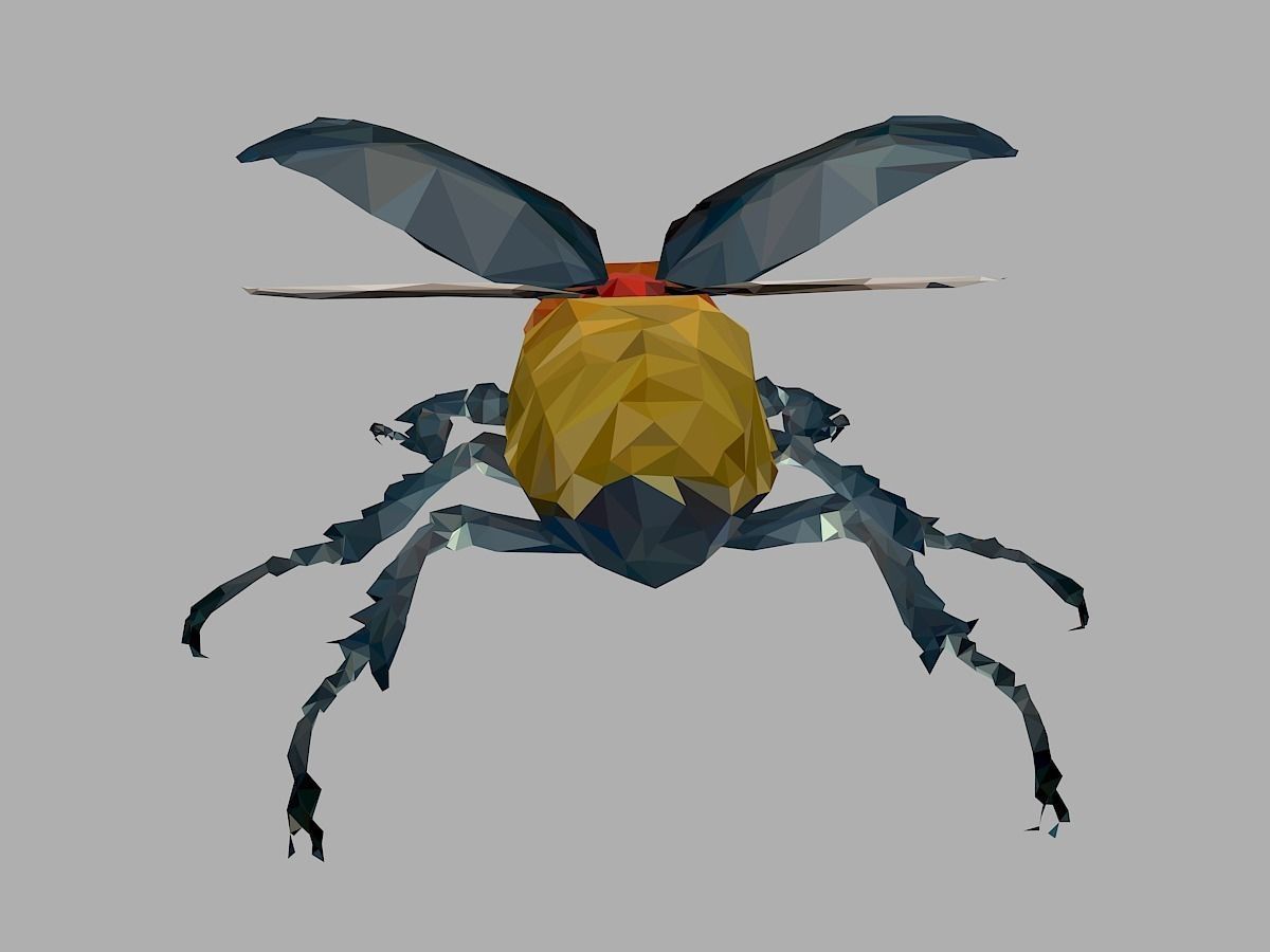 Rhinoceros Beetle Low Polygon Art Insect Low-poly 3D model_15