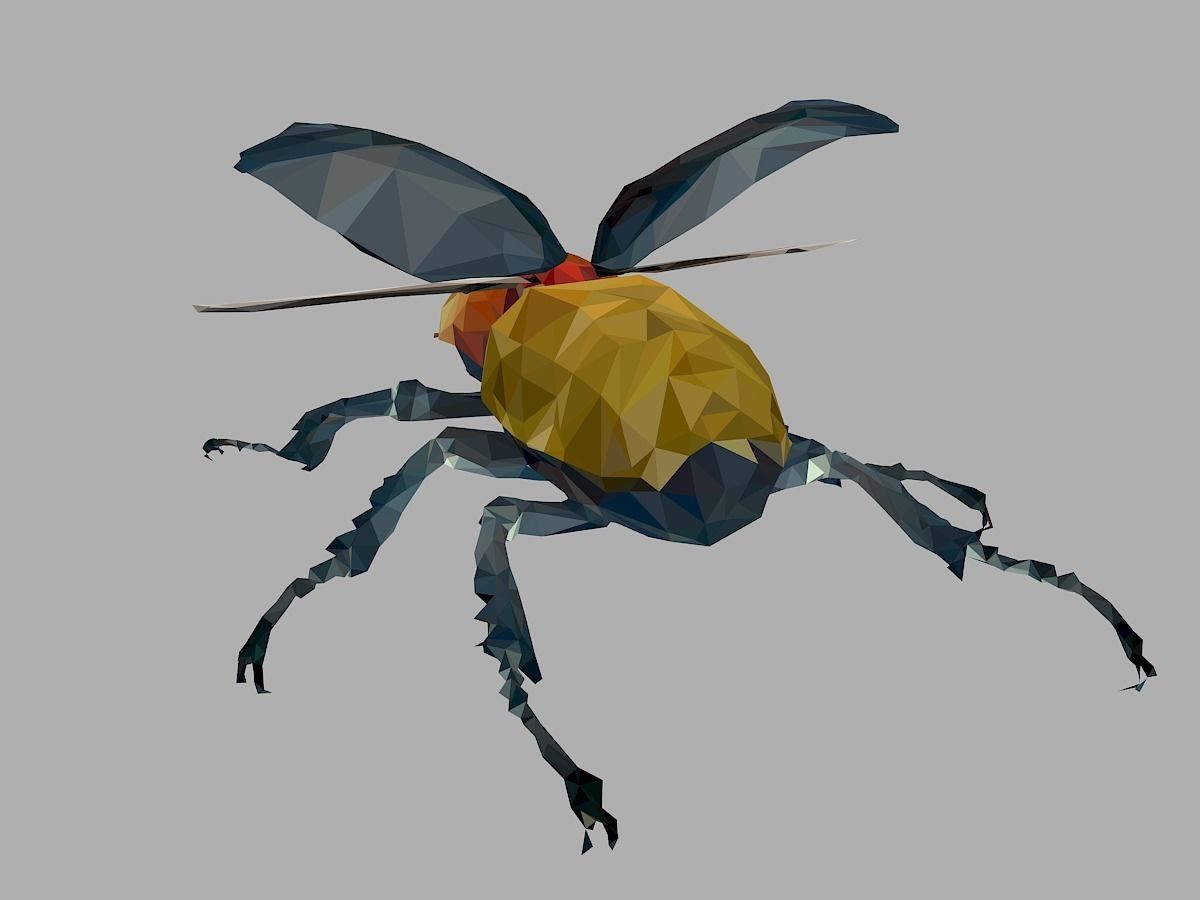 Rhinoceros Beetle Low Polygon Art Insect Low-poly 3D model_17