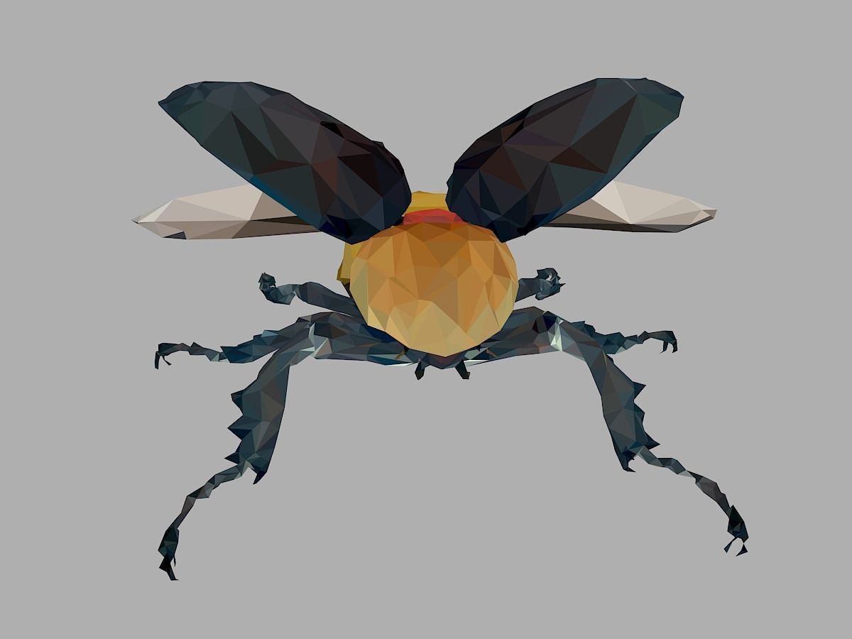 Rhinoceros Beetle Low Polygon Art Insect Low-poly 3D model_2