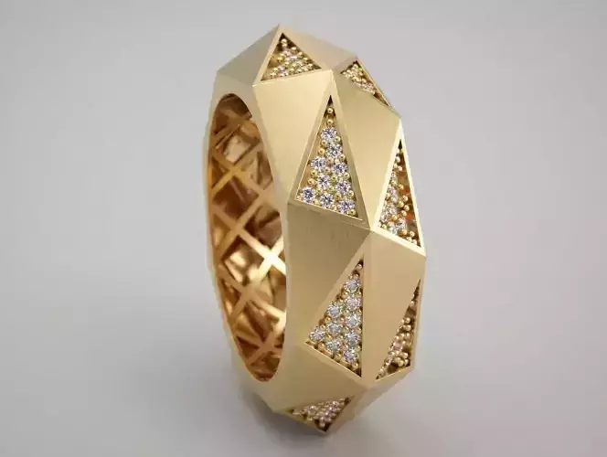 Faceted Ring 4 Sizes STL for Jewelry Casting