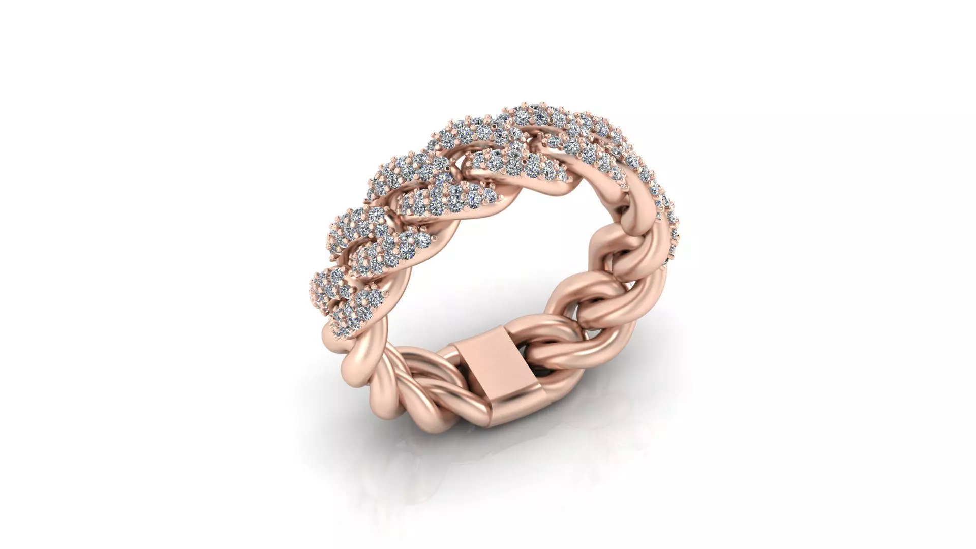 curb link pave setting high jewelry ring 3D print model