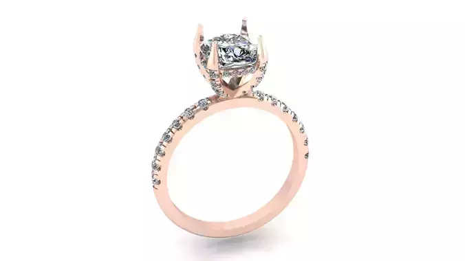 cushion side halo micro setting jewelry ring