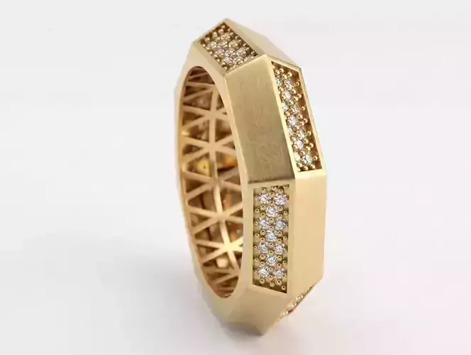 Faceted Ring 4 Sizes STL for Jewelry Casting