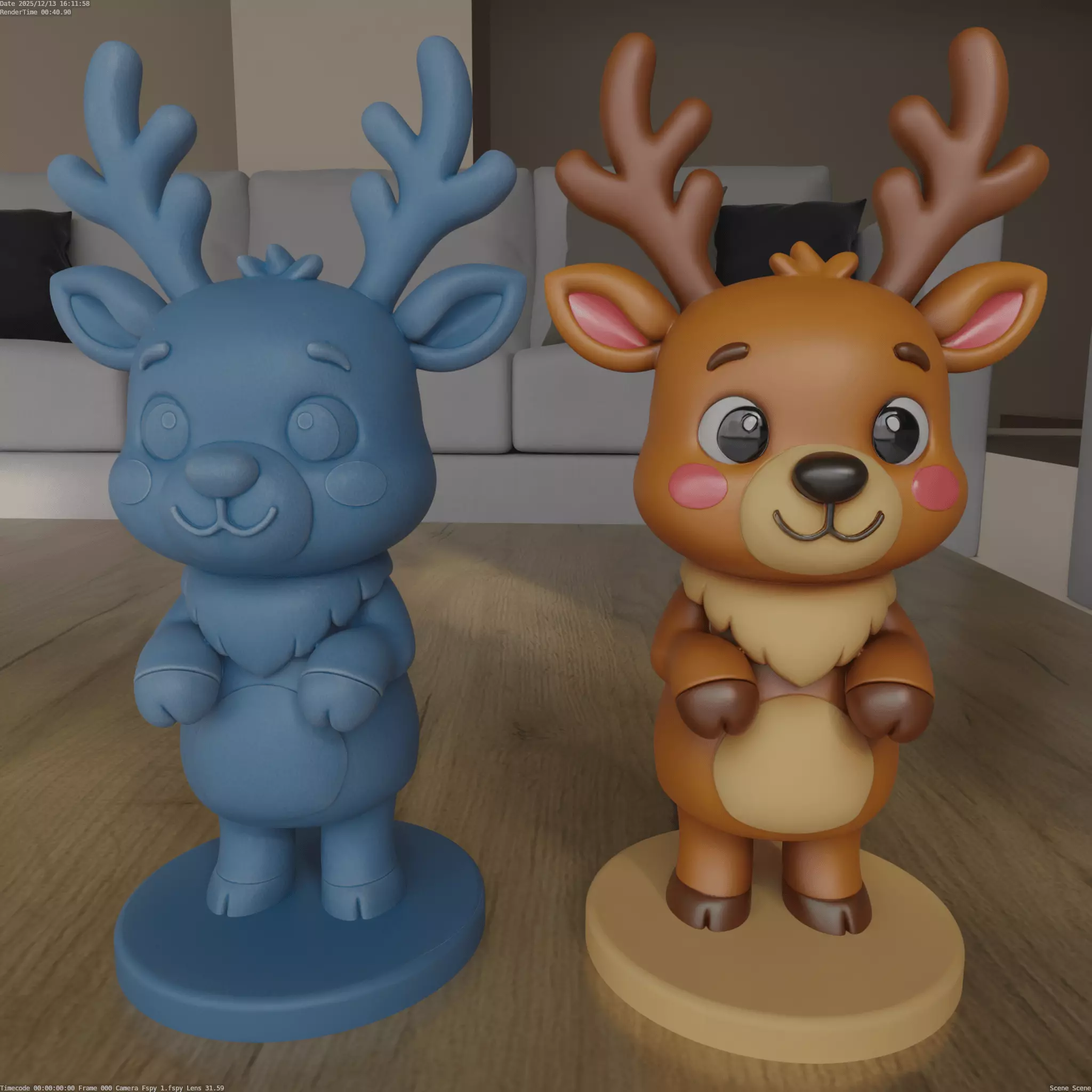 Cute Reindeer Figurine STL for 3D Printing 3D print model
