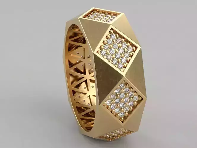 Faceted Ring 4 Sizes STL for Jewelry Casting