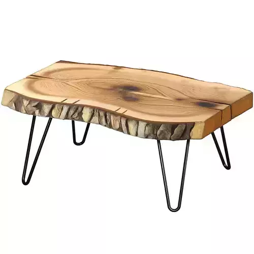 Wooden coffee side table made of Slab wood in Rustic Eco Loft 