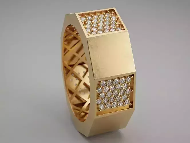 Faceted Ring 4 Sizes STL for Jewelry Casting