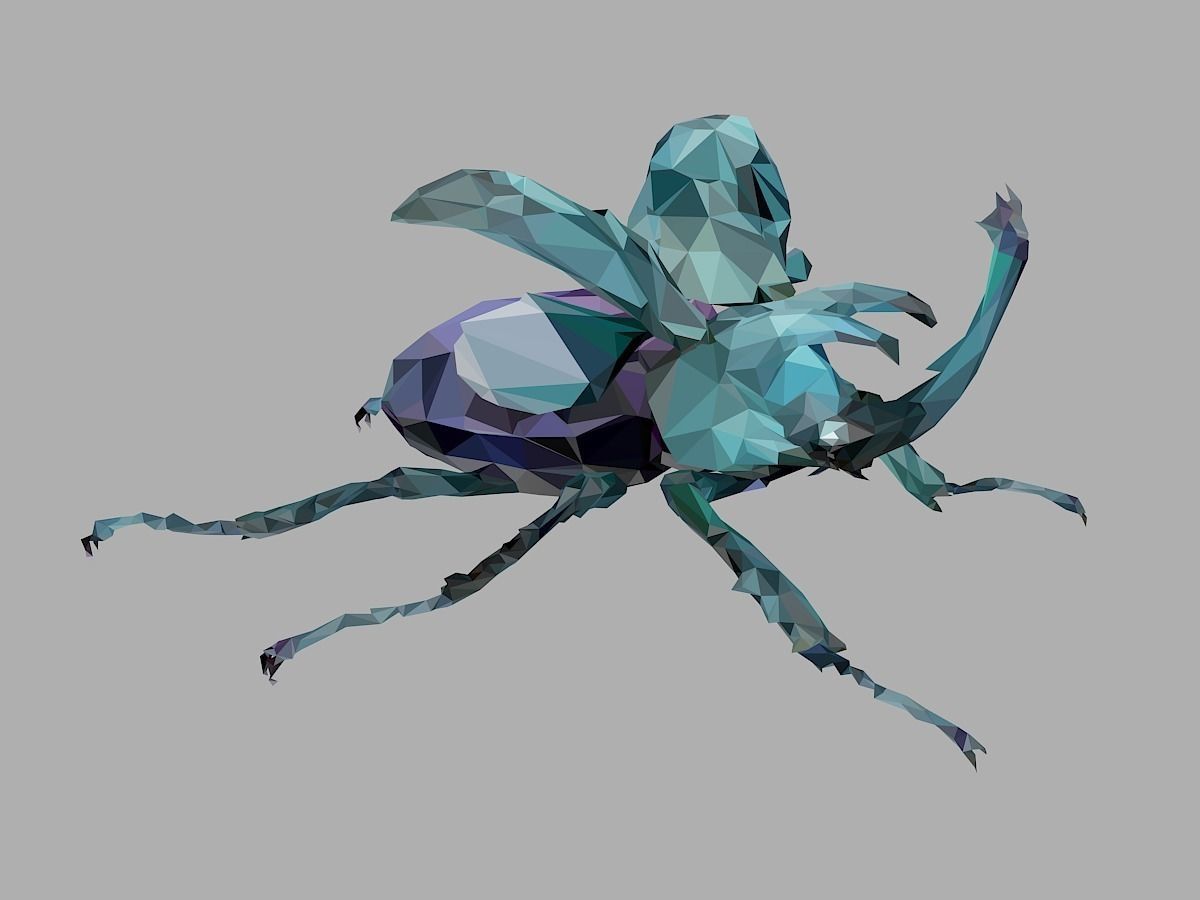 Chafer Firefly Beetle Low Polygon Art Insect Low-poly 3D model_30