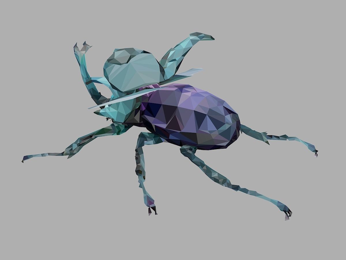 Chafer Firefly Beetle Low Polygon Art Insect Low-poly 3D model_15