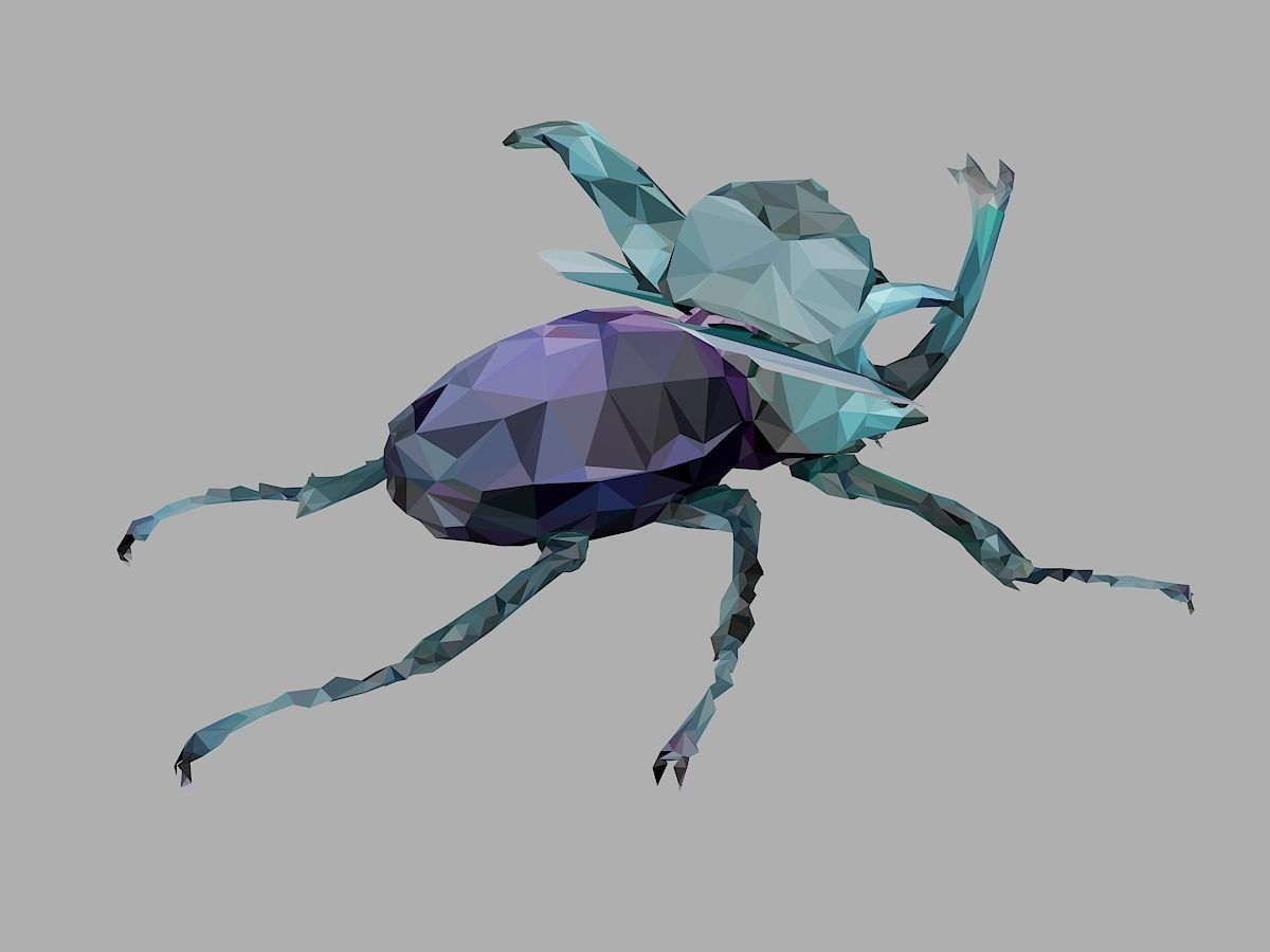 Chafer Firefly Beetle Low Polygon Art Insect Low-poly 3D model_23
