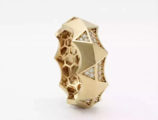 Faceted Ring 4 Sizes STL for Jewelry Casting