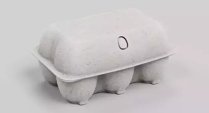Egg Box - Half Dozen Cardboard Egg Carton 3D model 3