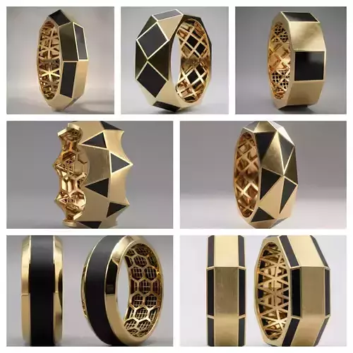 Faceted Ring Collection 7 Designs for Jewelry Casting 4 size 