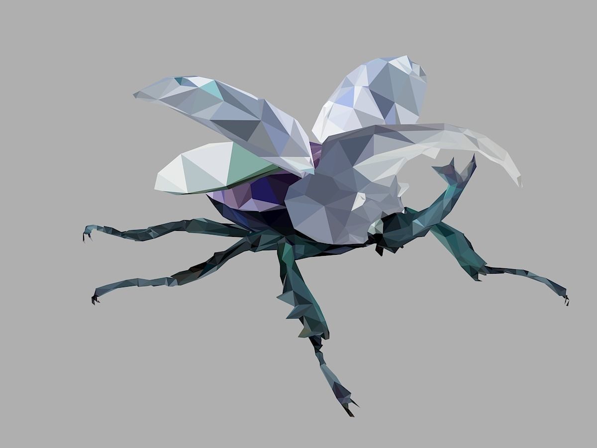Firefly Bark Beetle Low Polygon Art Insect Low-poly 3D model_29