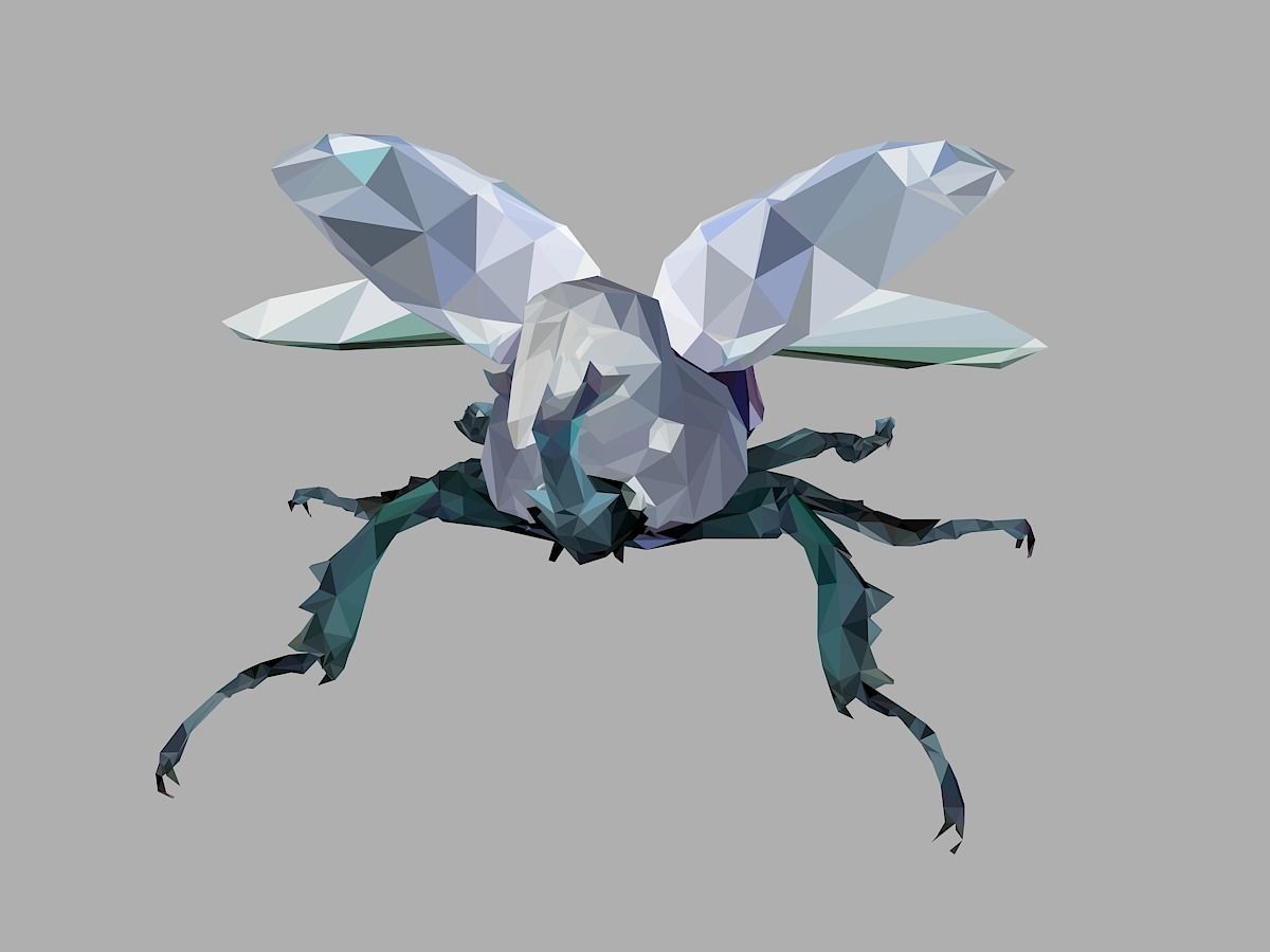 Firefly Bark Beetle Low Polygon Art Insect Low-poly 3D model_4