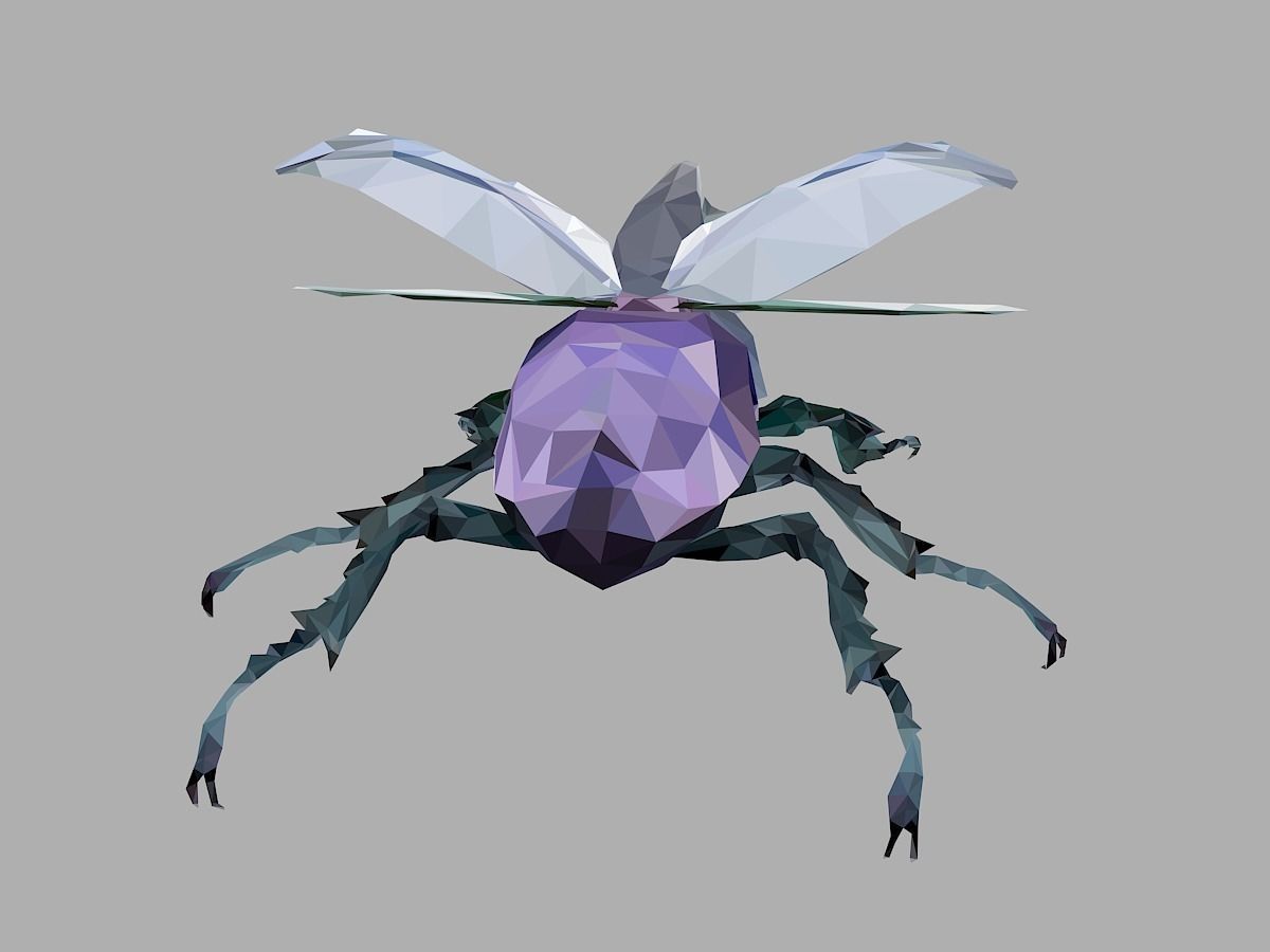 Firefly Bark Beetle Low Polygon Art Insect Low-poly 3D model_17