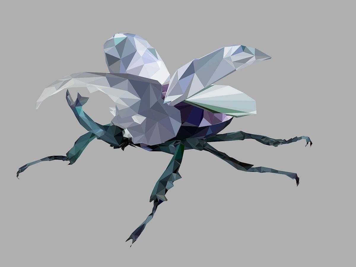 Firefly Bark Beetle Low Polygon Art Insect Low-poly 3D model_7