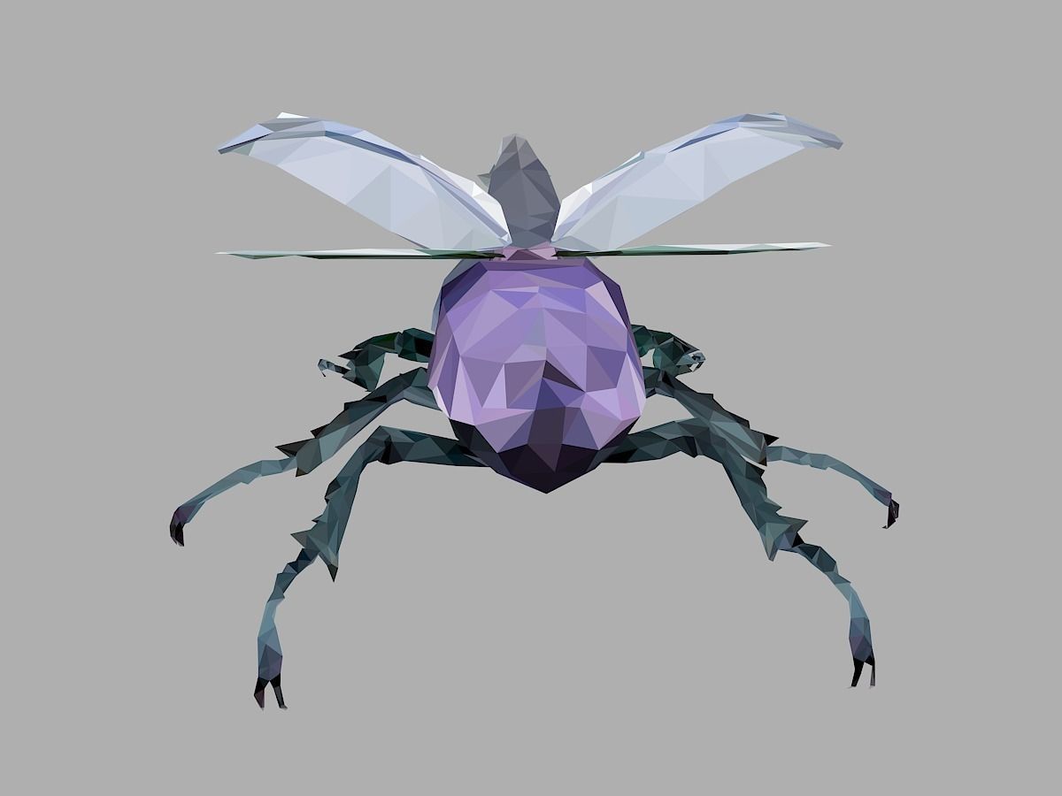 Firefly Bark Beetle Low Polygon Art Insect Low-poly 3D model_20