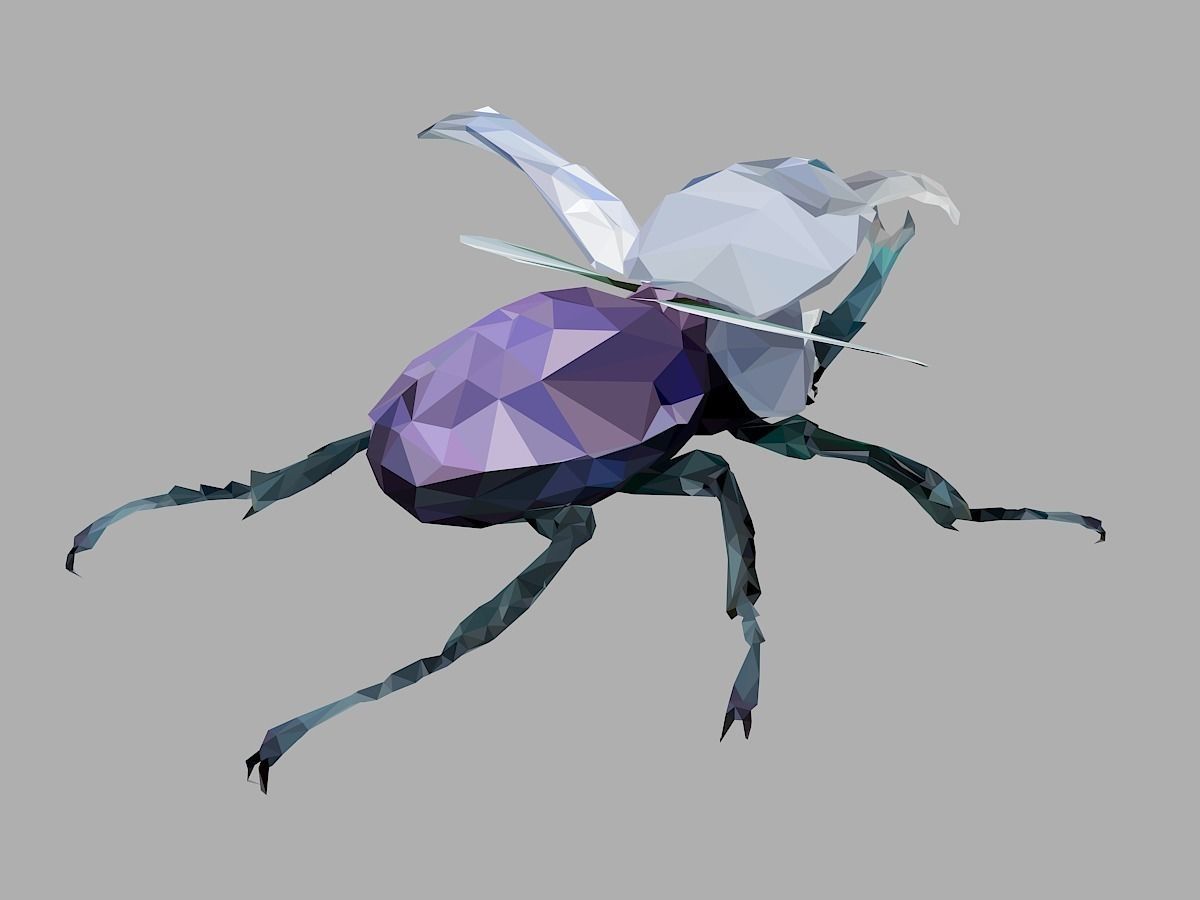 Firefly Bark Beetle Low Polygon Art Insect Low-poly 3D model_25