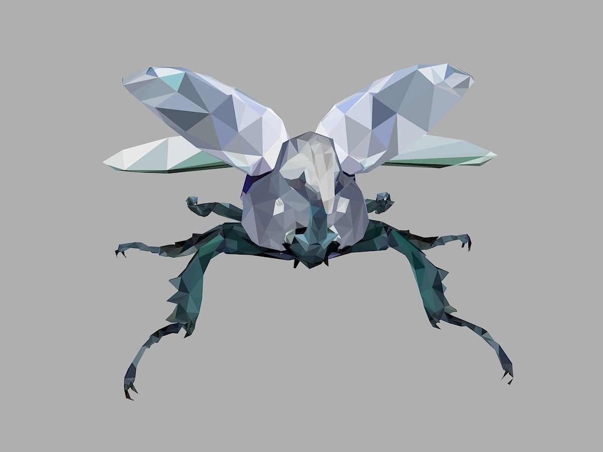 Firefly Bark Beetle Low Polygon Art Insect Low-poly 3D model_3