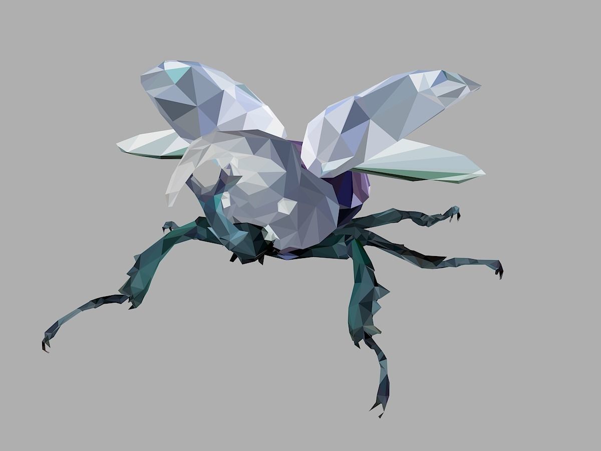 Firefly Bark Beetle Low Polygon Art Insect Low-poly 3D model_5
