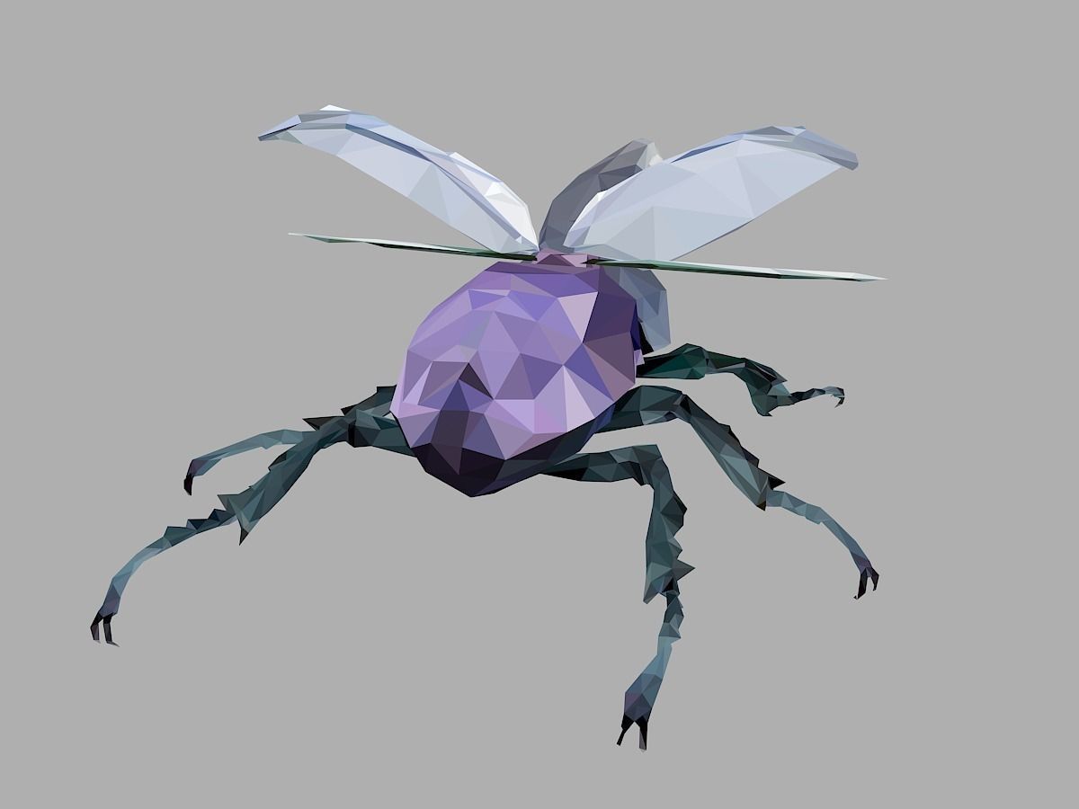 Firefly Bark Beetle Low Polygon Art Insect Low-poly 3D model_19
