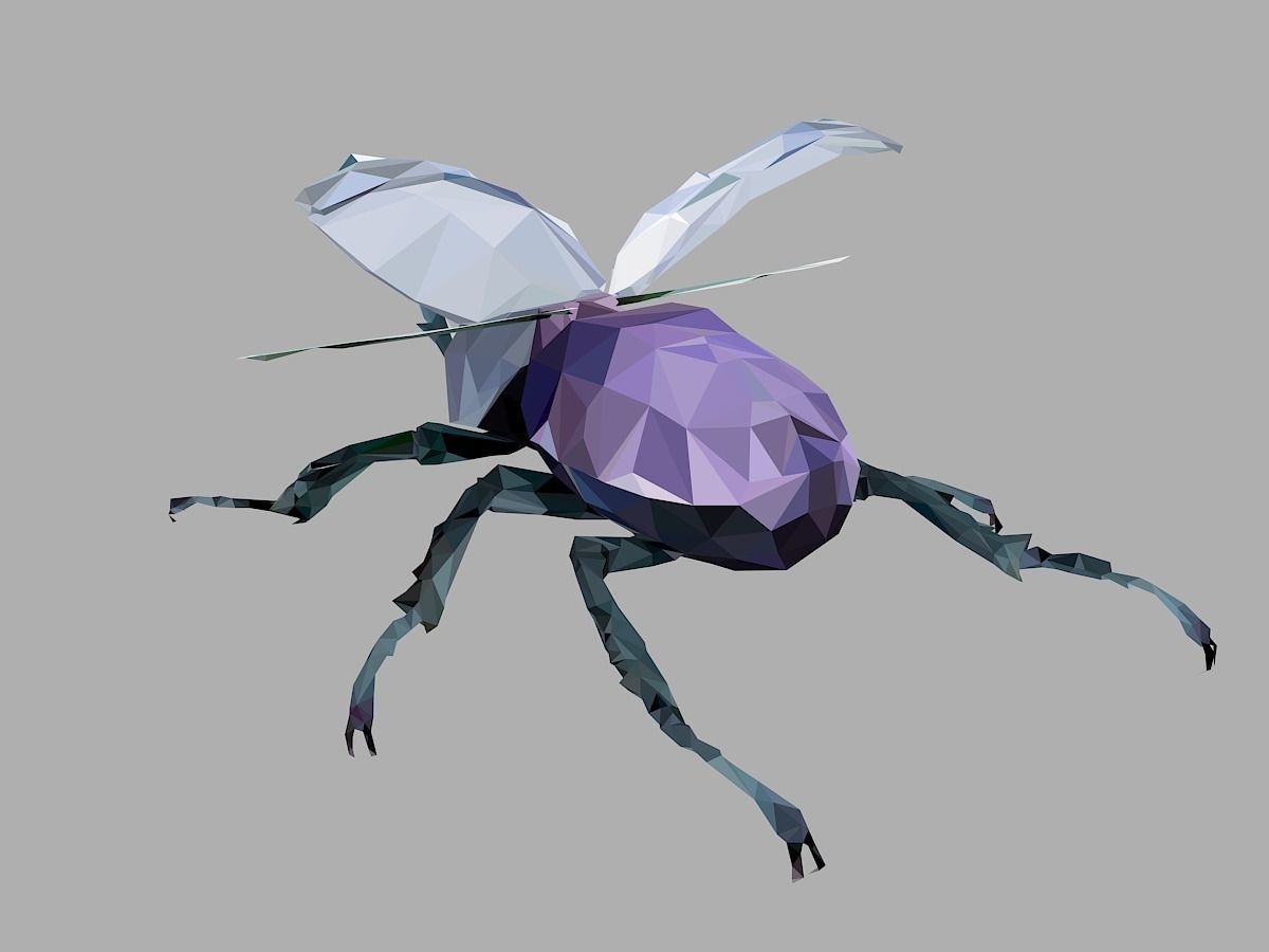 Firefly Bark Beetle Low Polygon Art Insect Low-poly 3D model_15