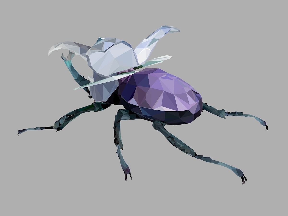 Firefly Bark Beetle Low Polygon Art Insect Low-poly 3D model_11